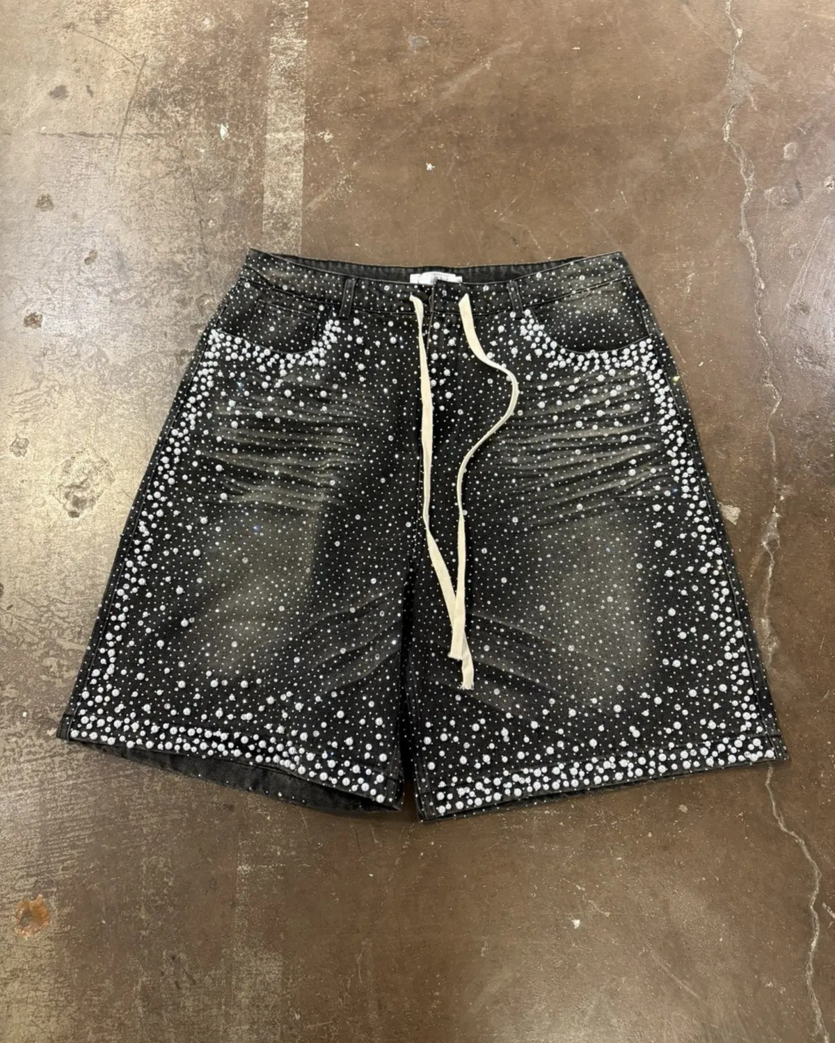 MAZARIN Starfall Crystals Denim Shorts