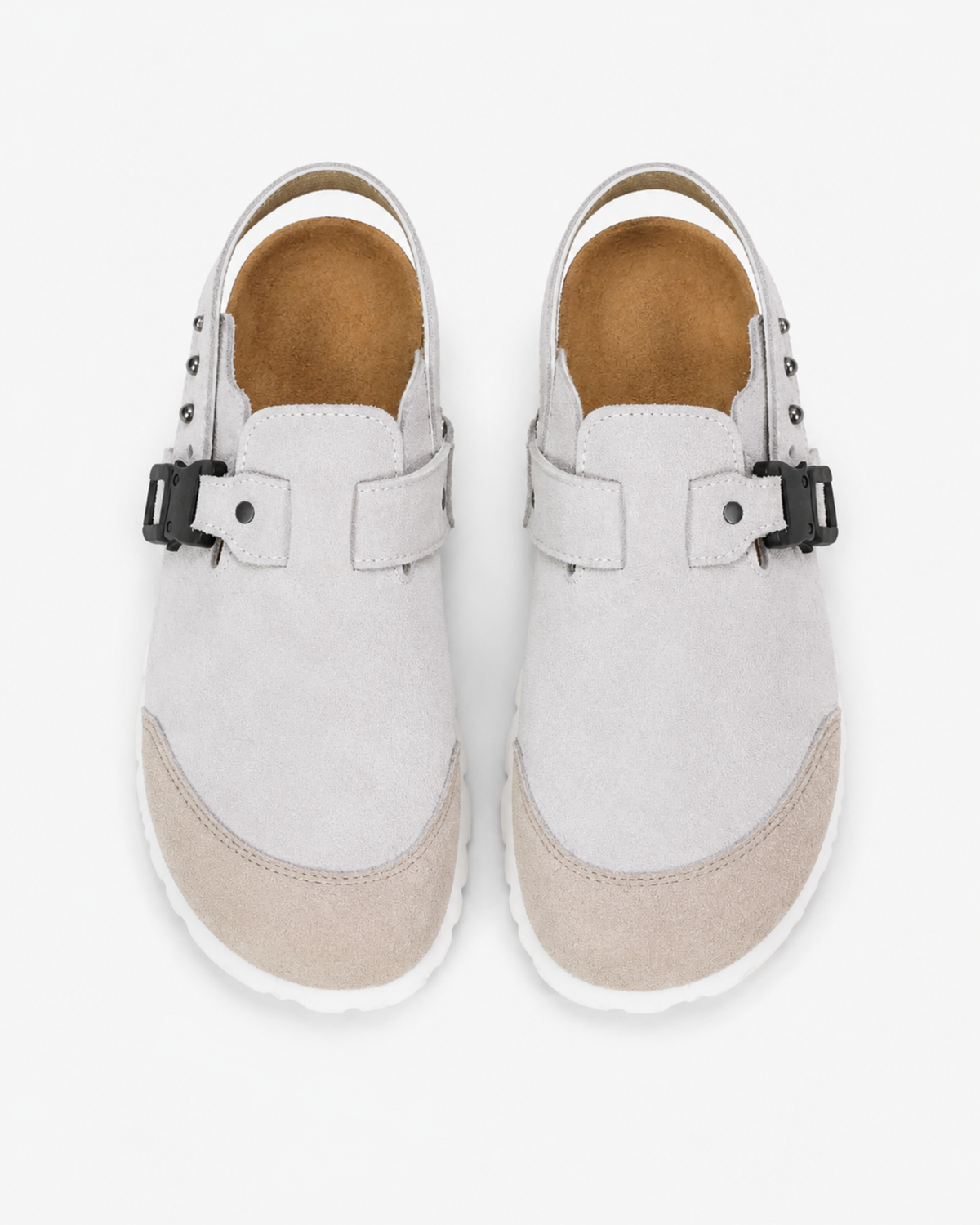 MAZARIN Utility Buckle Suede Mule - Grey