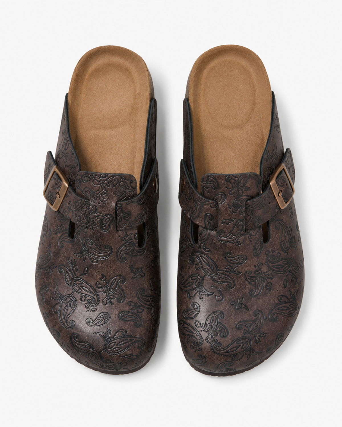MAZARIN Paisley Buckle Leather Mule - Dark Brown