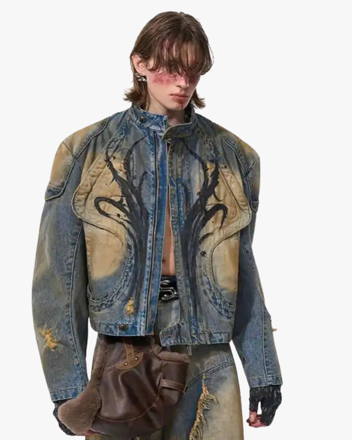 MAZARIN Rider Flame Denim Jacket