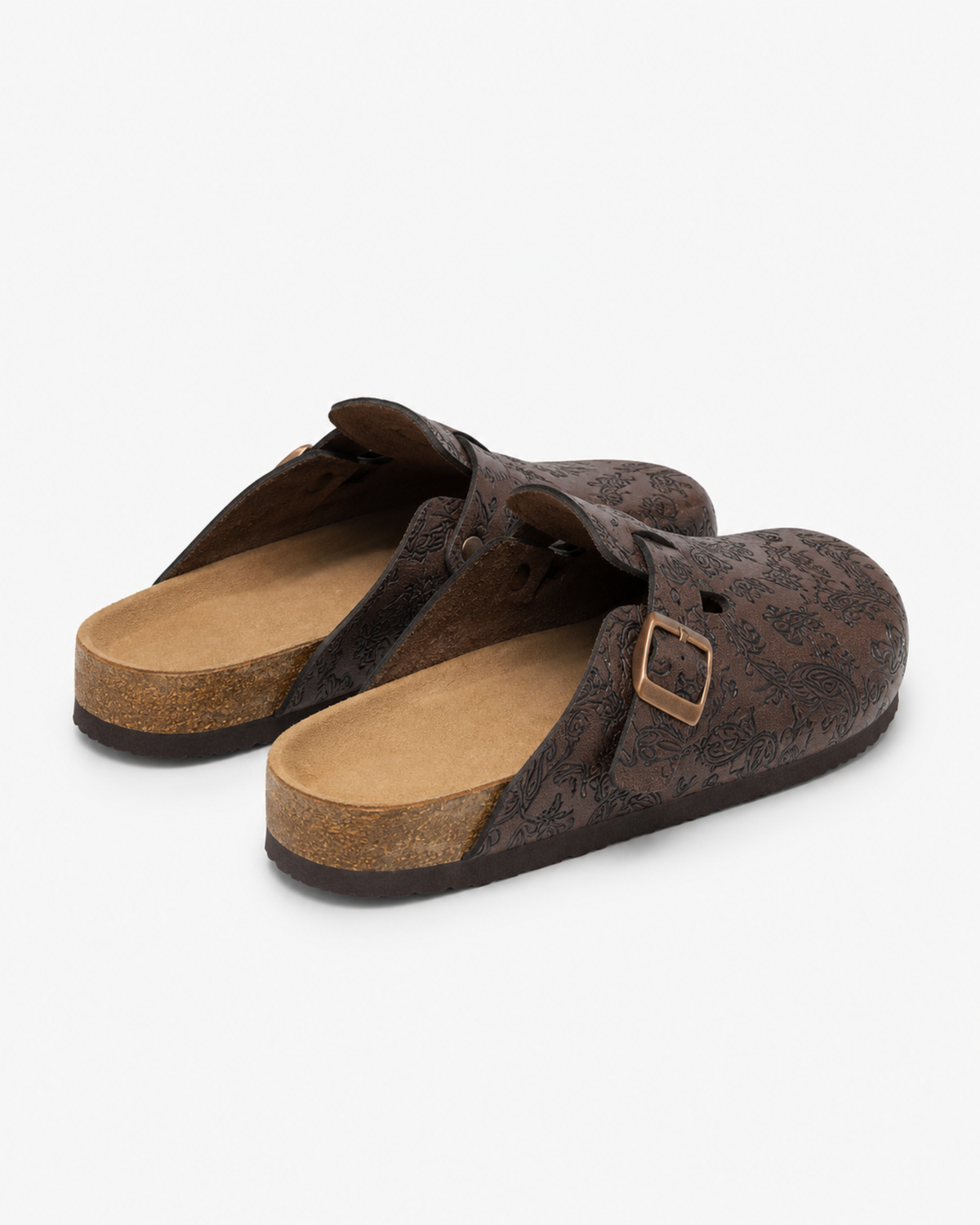 MAZARIN Paisley Buckle Leather Mule - Dark Brown