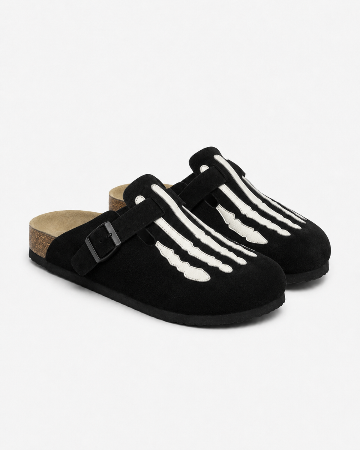MAZARIN Skeleton Buckle Suede Mule - Black
