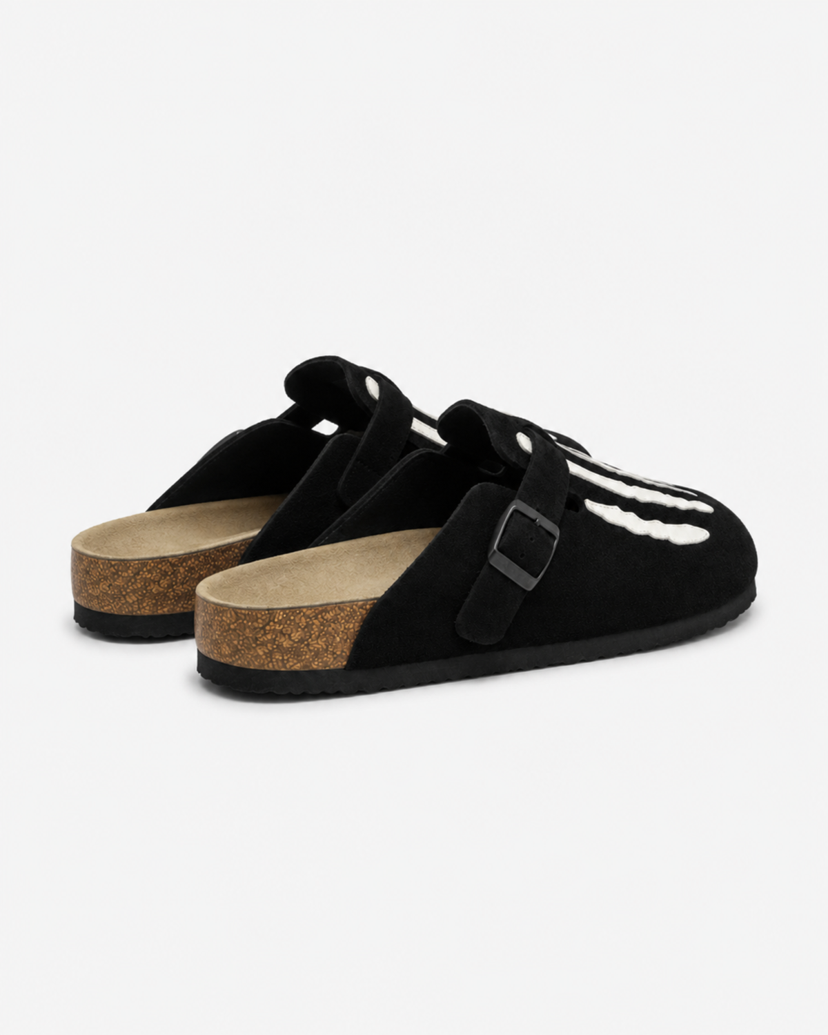 MAZARIN Skeleton Buckle Suede Mule - Black