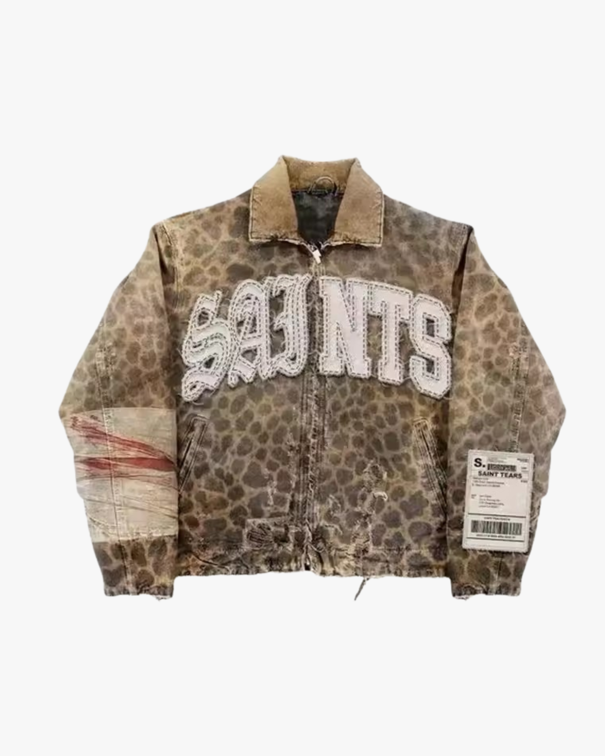 MAZARIN Leopard Appliqué Work Jacket, front view