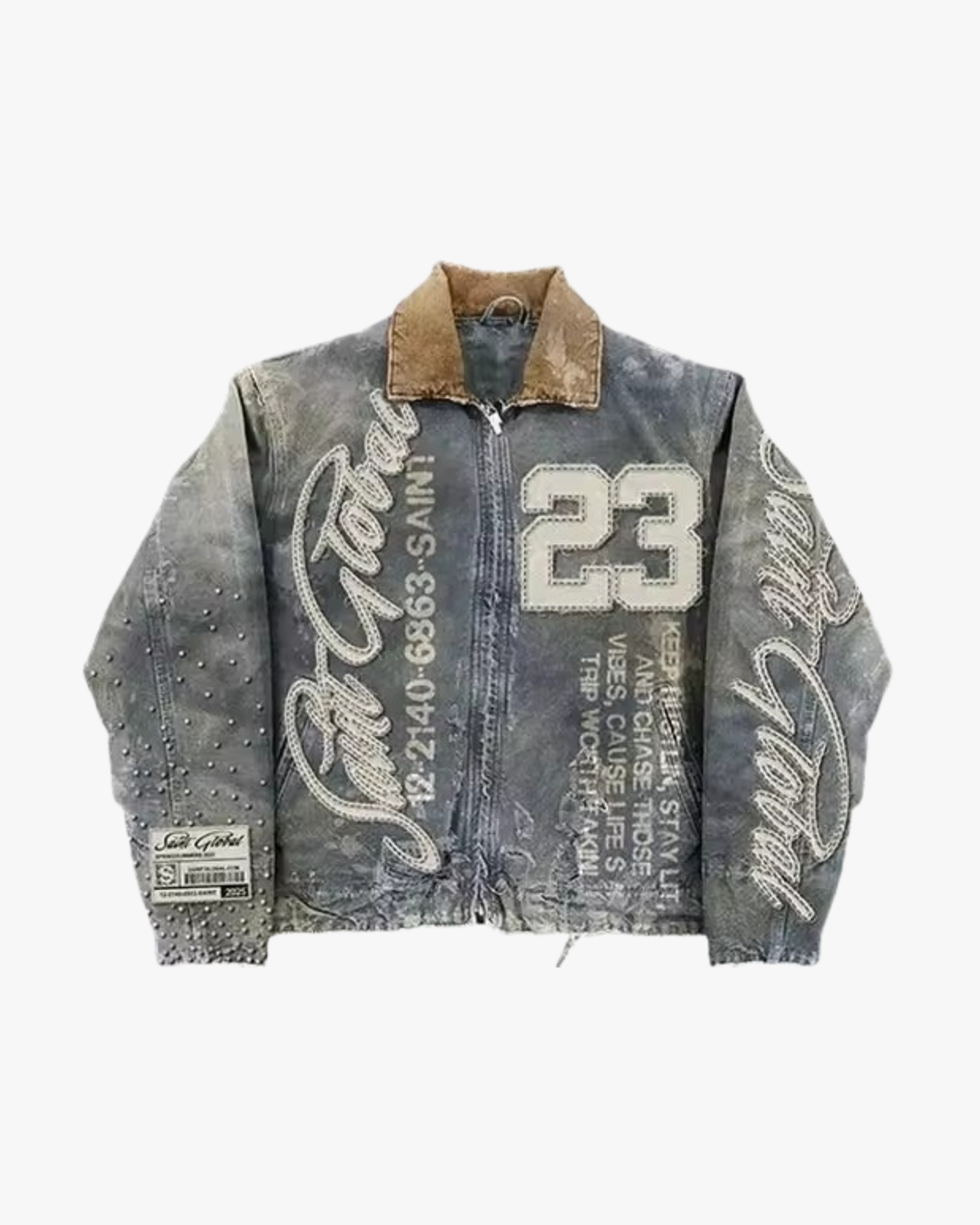 MAZARIN Studded Script 23 Work Jacket, front view