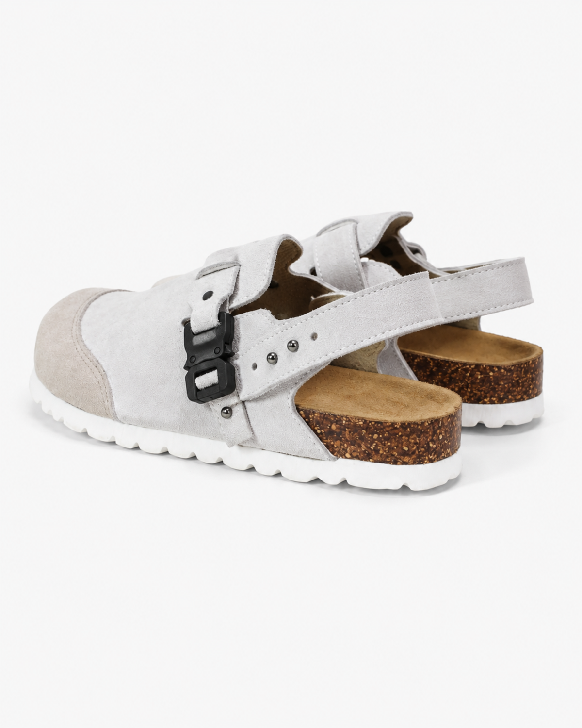 MAZARIN Utility Buckle Suede Mule - Grey