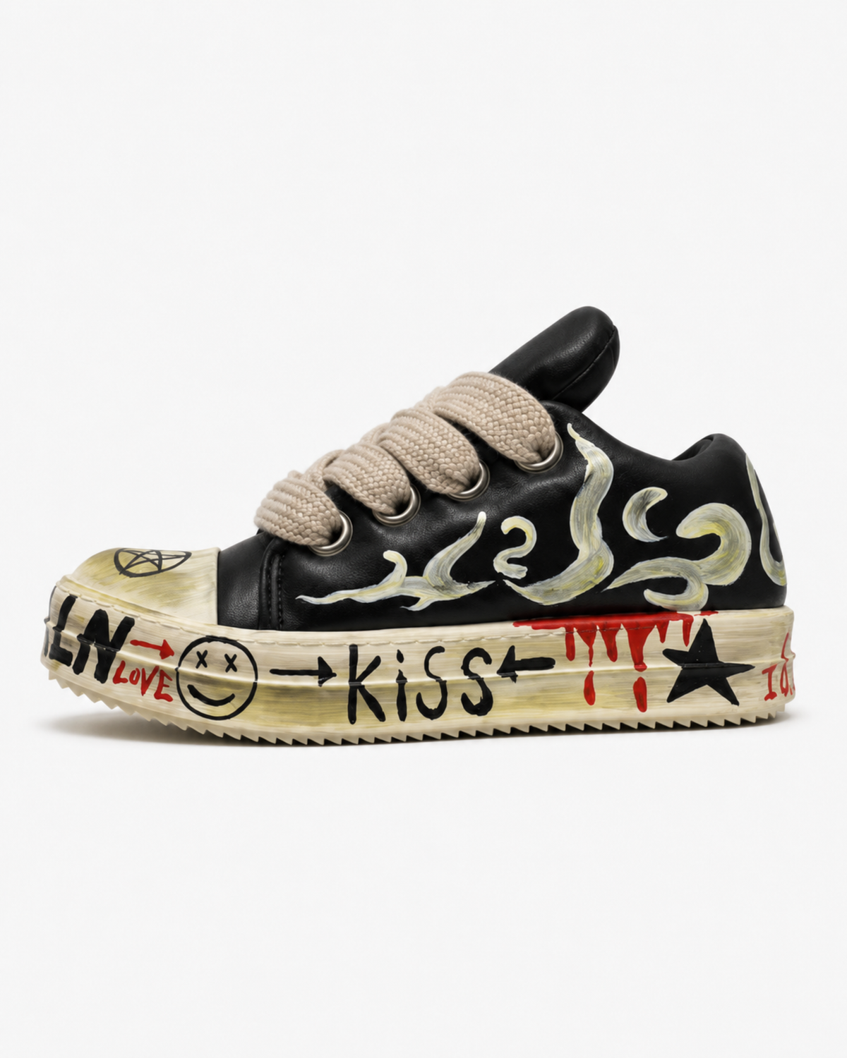 MAZARIN Graffiti Flame Chunky Sneaker - Black