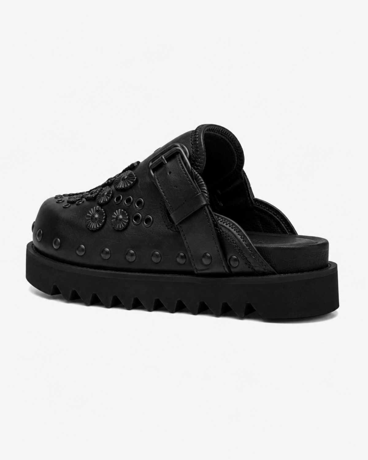 MAZARIN Roma Buckle Leather Sandals – Black Hardware
