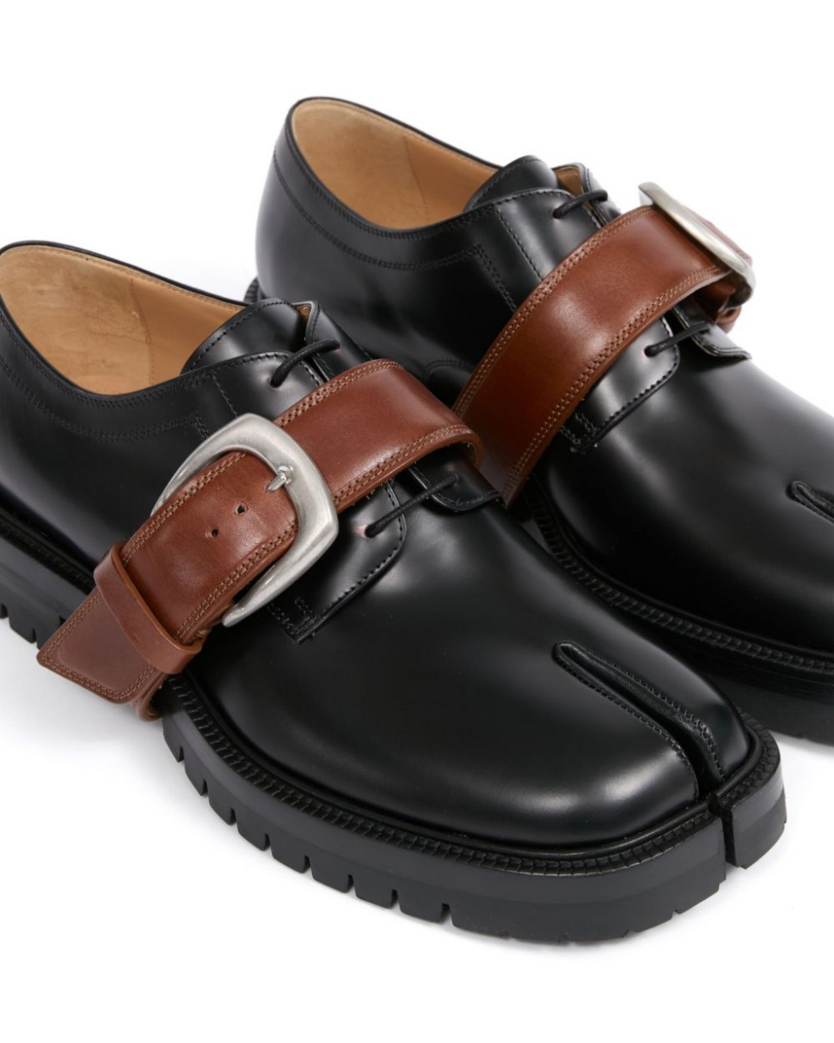 MAZARIN Bold Derby Shoes with Leather Strap Accent