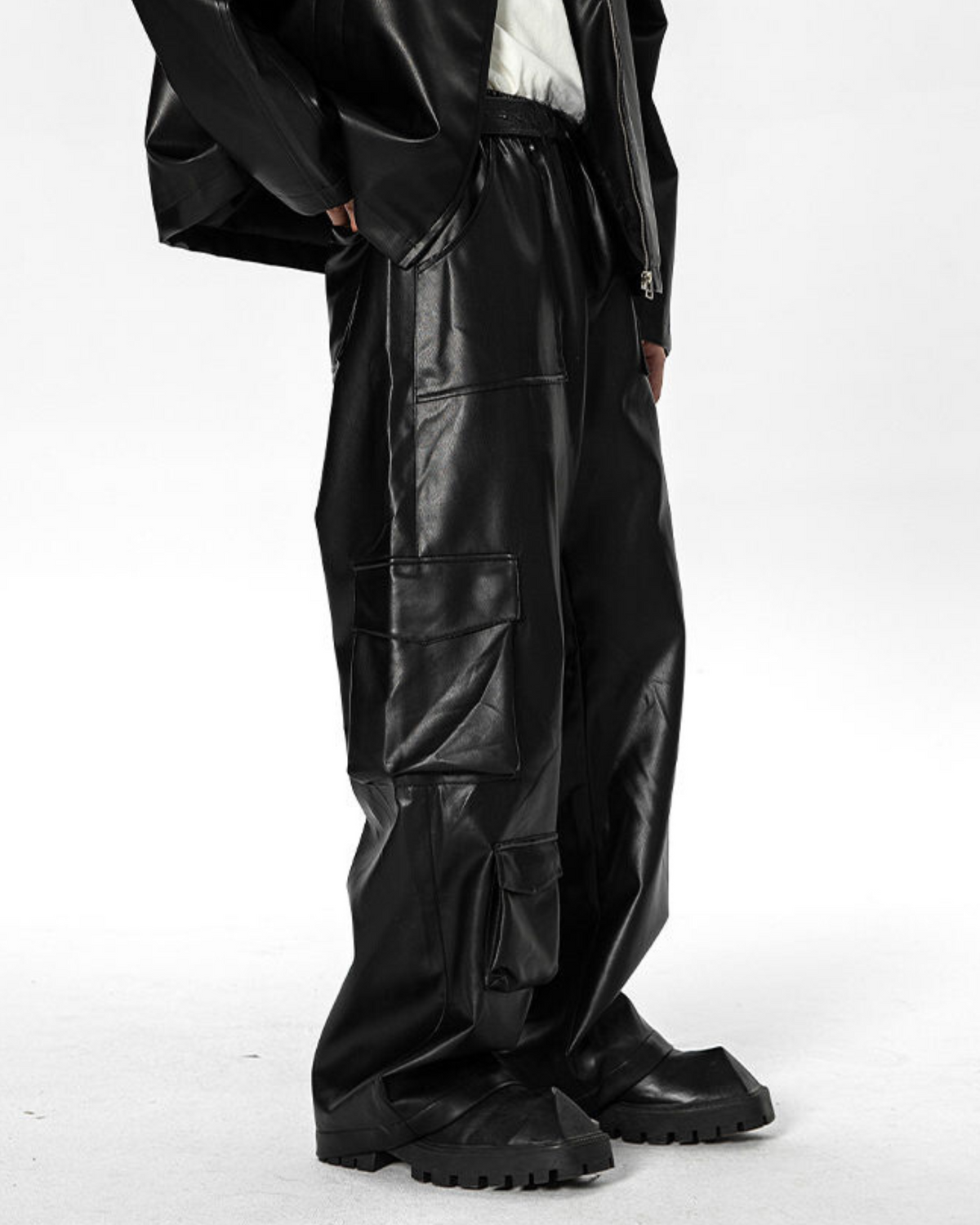 MAZARIN Leather Cargo Pants