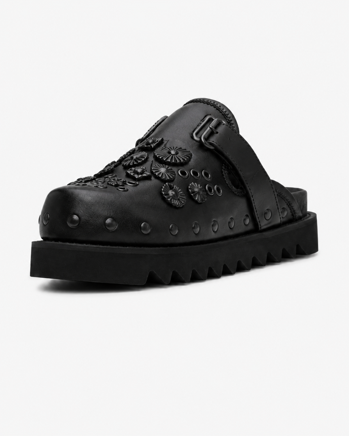 MAZARIN Roma Buckle Leather Sandals – Black Hardware