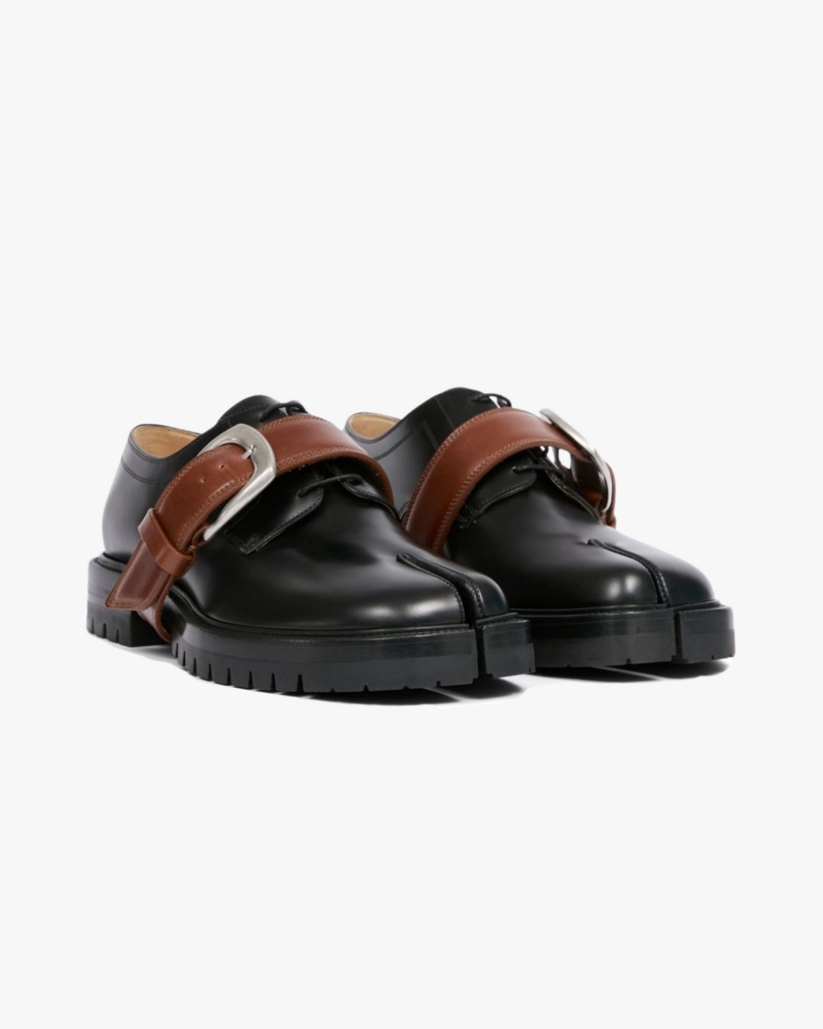 MAZARIN Bold Derby Shoes with Leather Strap Accent