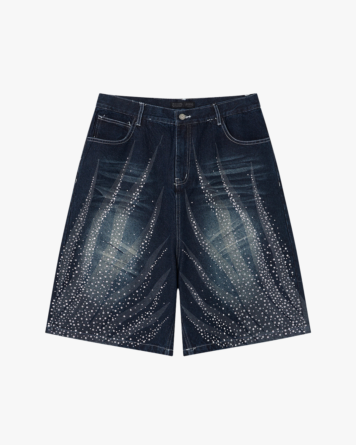Crystal Wave Denim Shorts - Dark Blue