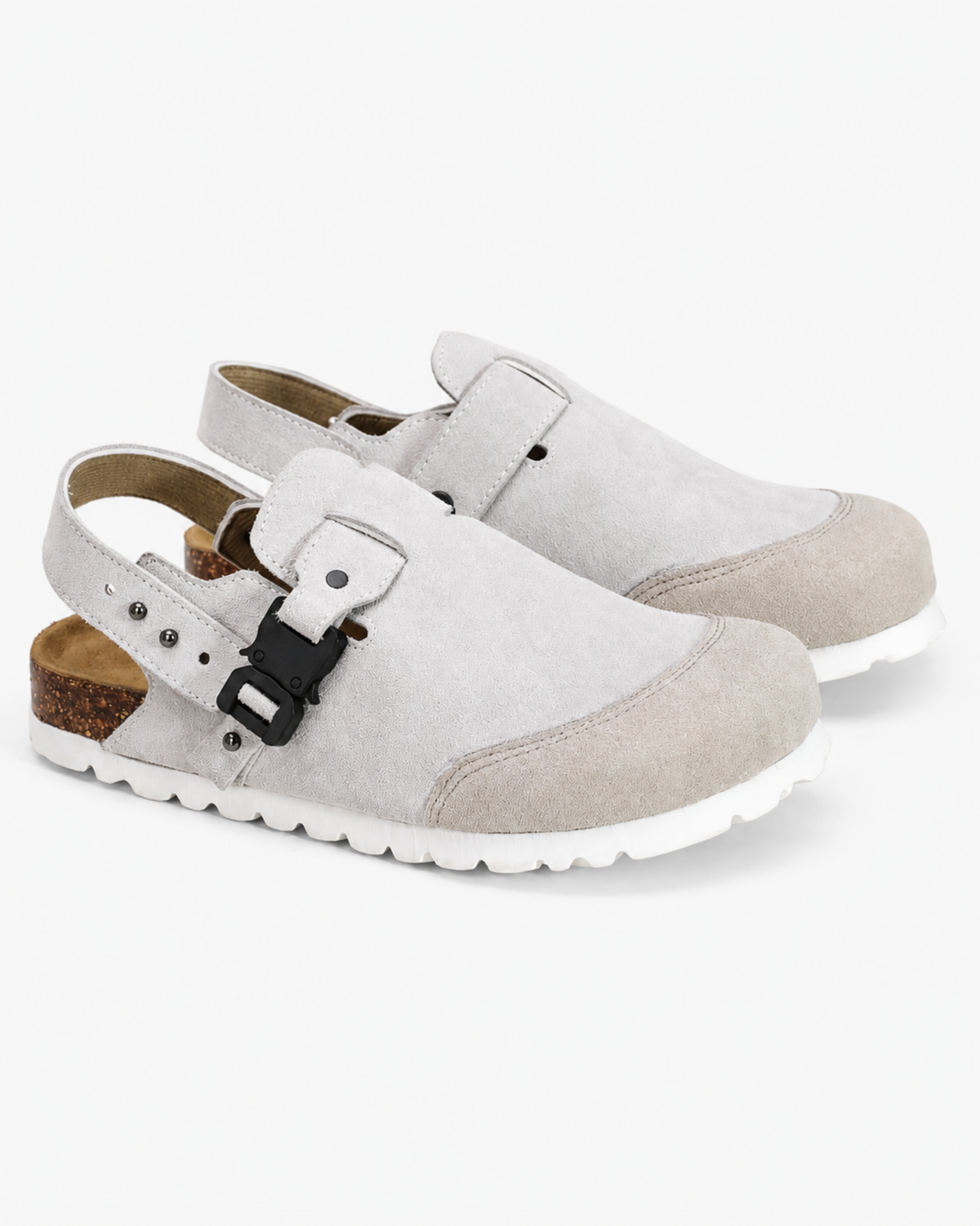 MAZARIN Utility Buckle Suede Mule - Grey