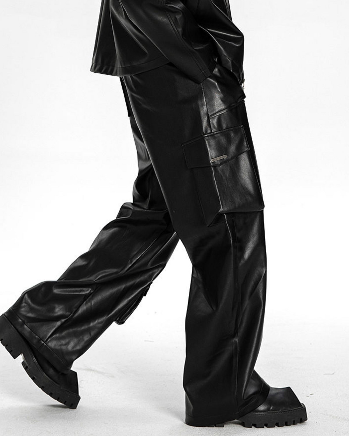 MAZARIN Leather Cargo Pants