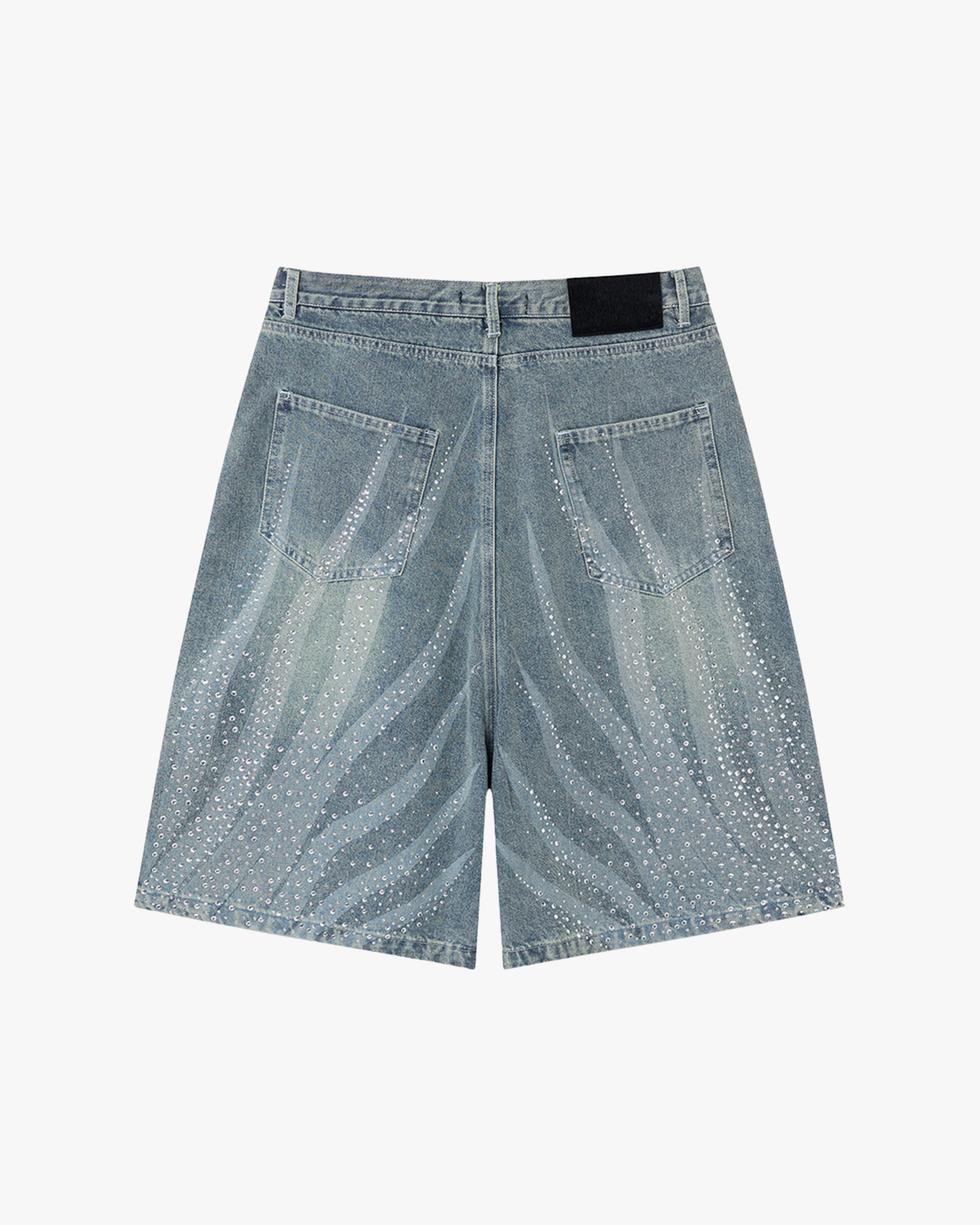 MAZARIN Crystal Wave Denim Shorts - Light Blue
