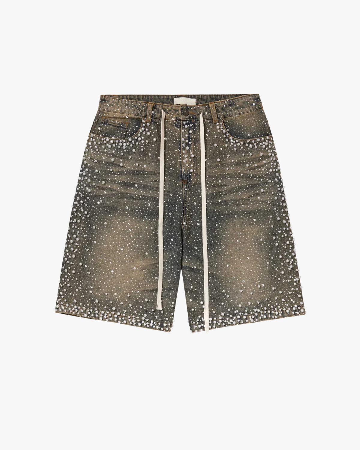 MAZARIN Starfall Crystals Denim Shorts