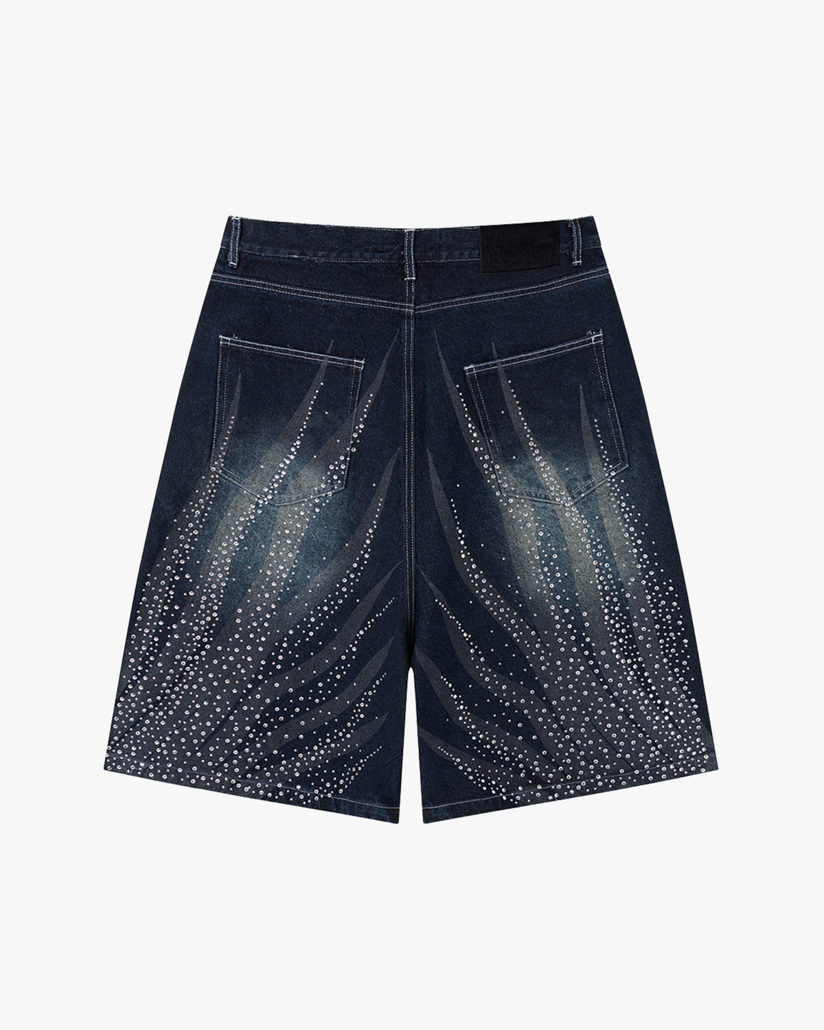 MAZARIN Crystal Wave Denim Shorts - Dark Blue