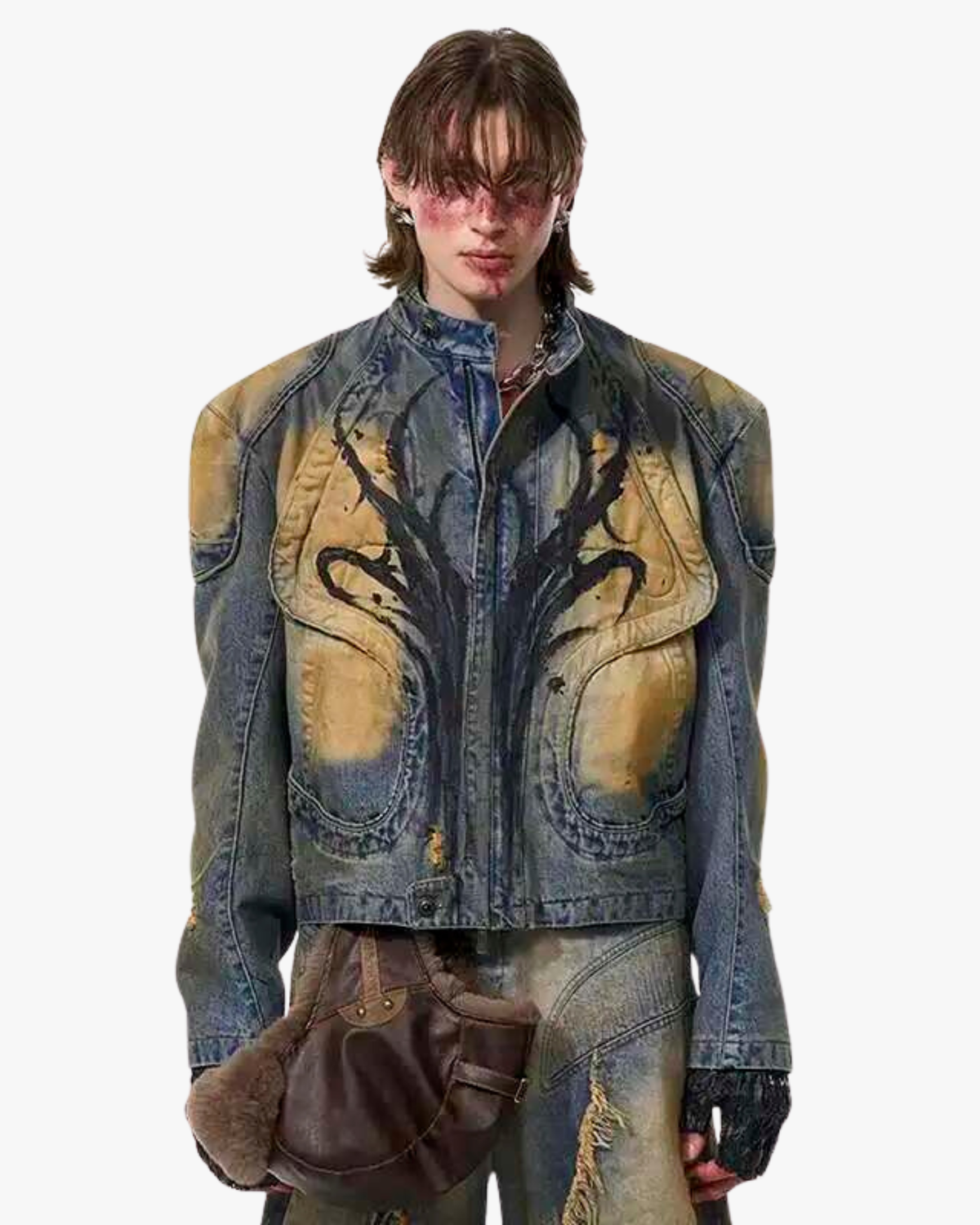 MAZARIN Rider Flame Denim Jacket