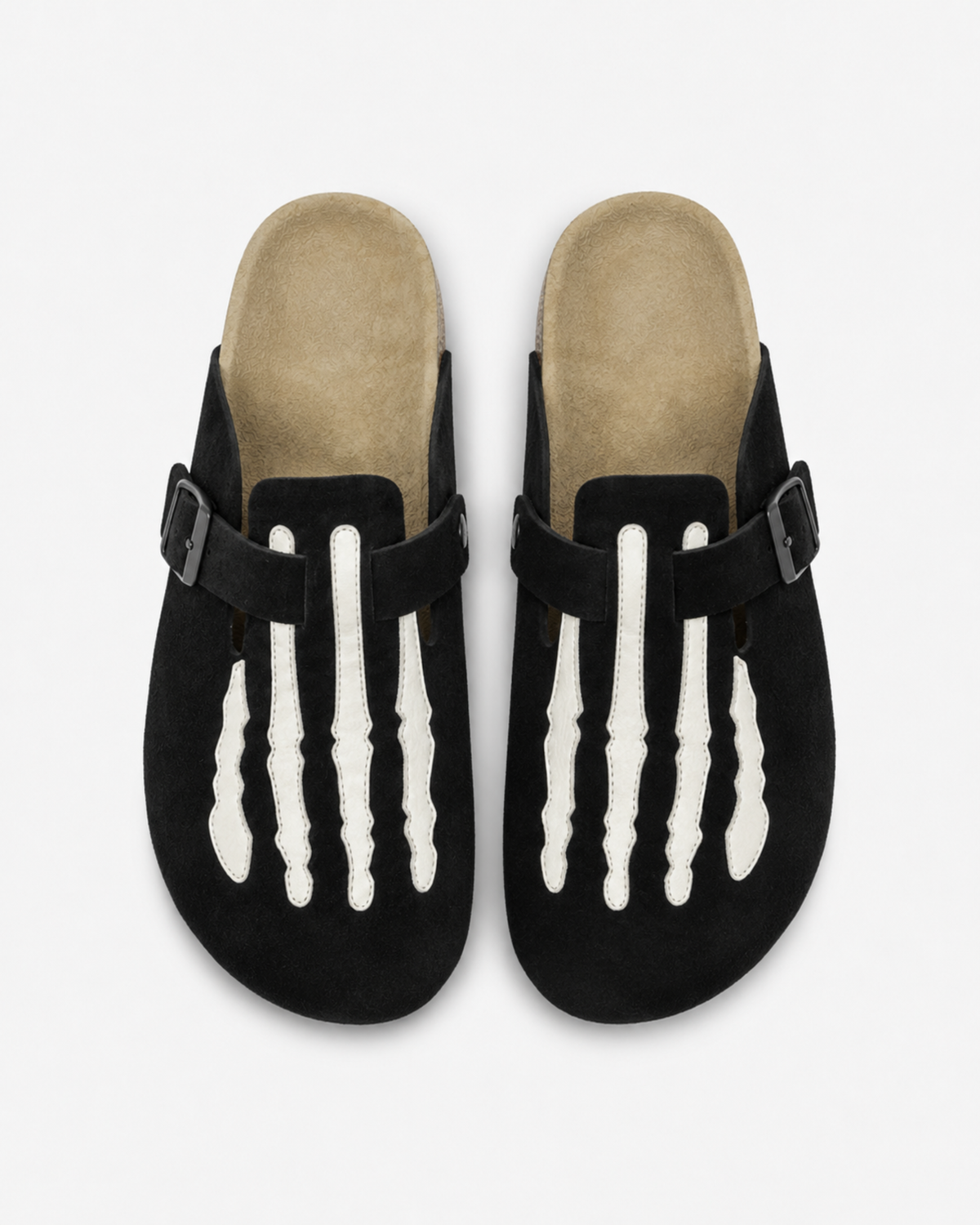 MAZARIN Skeleton Buckle Suede Mule - Black