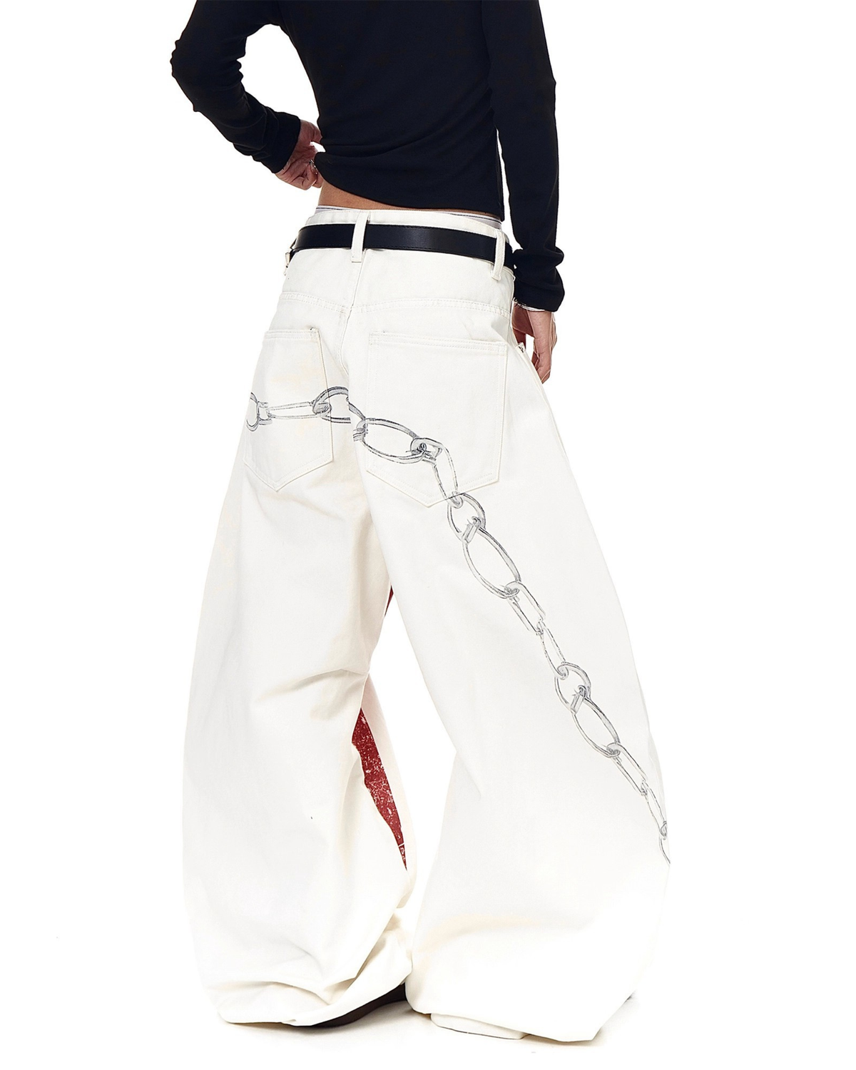 MAZARIN Cross Hook Baggy Denim Pants