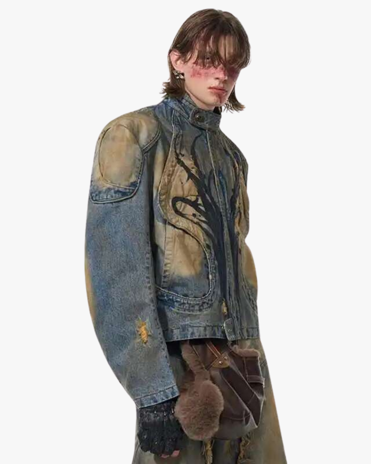MAZARIN Rider Flame Denim Jacket