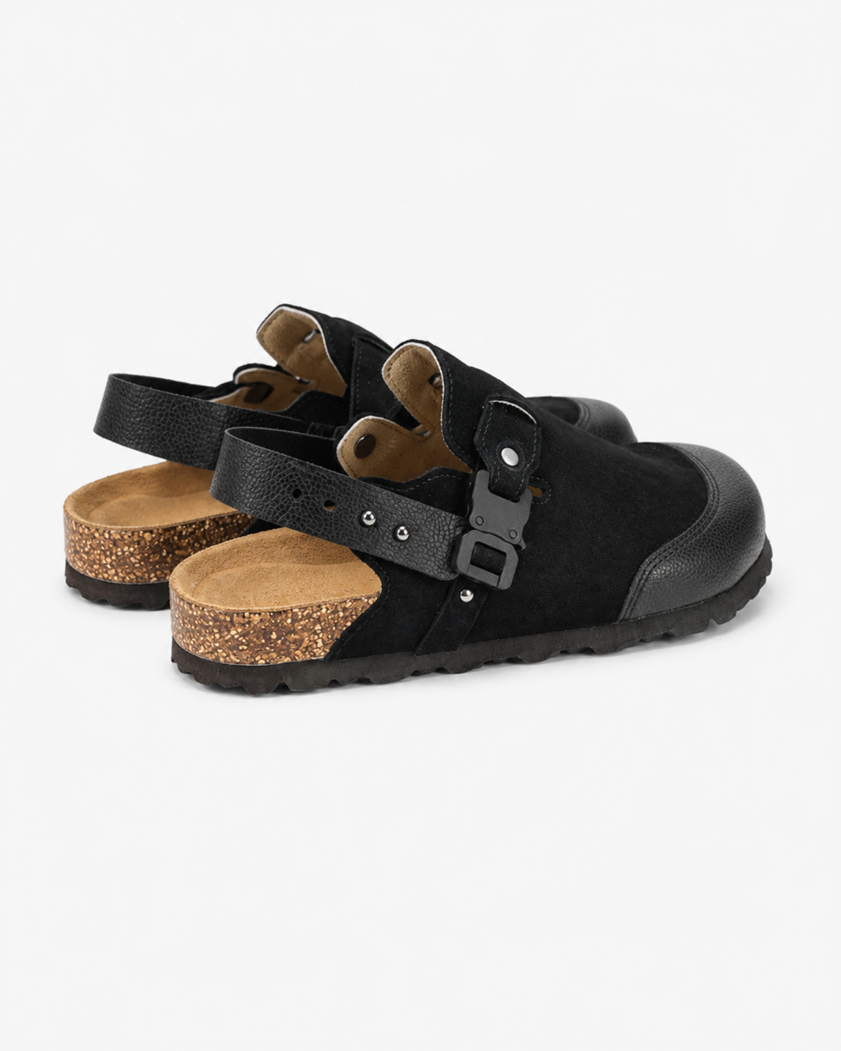 MAZARIN Utility Buckle Suede Mule - Black
