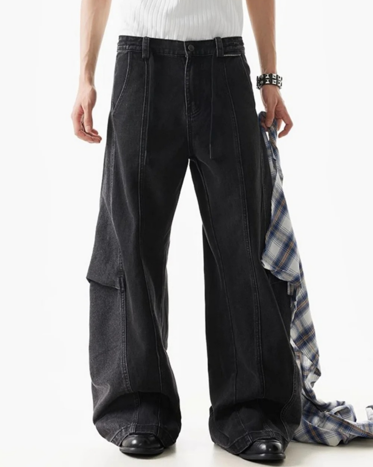 MAZARIN Layer Shift Hybrid Denim Trousers