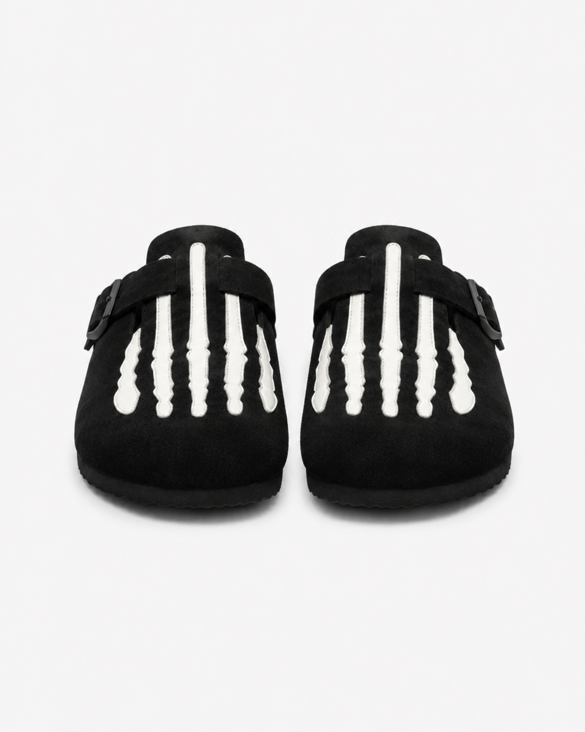 MAZARIN Skeleton Buckle Suede Mule - Black