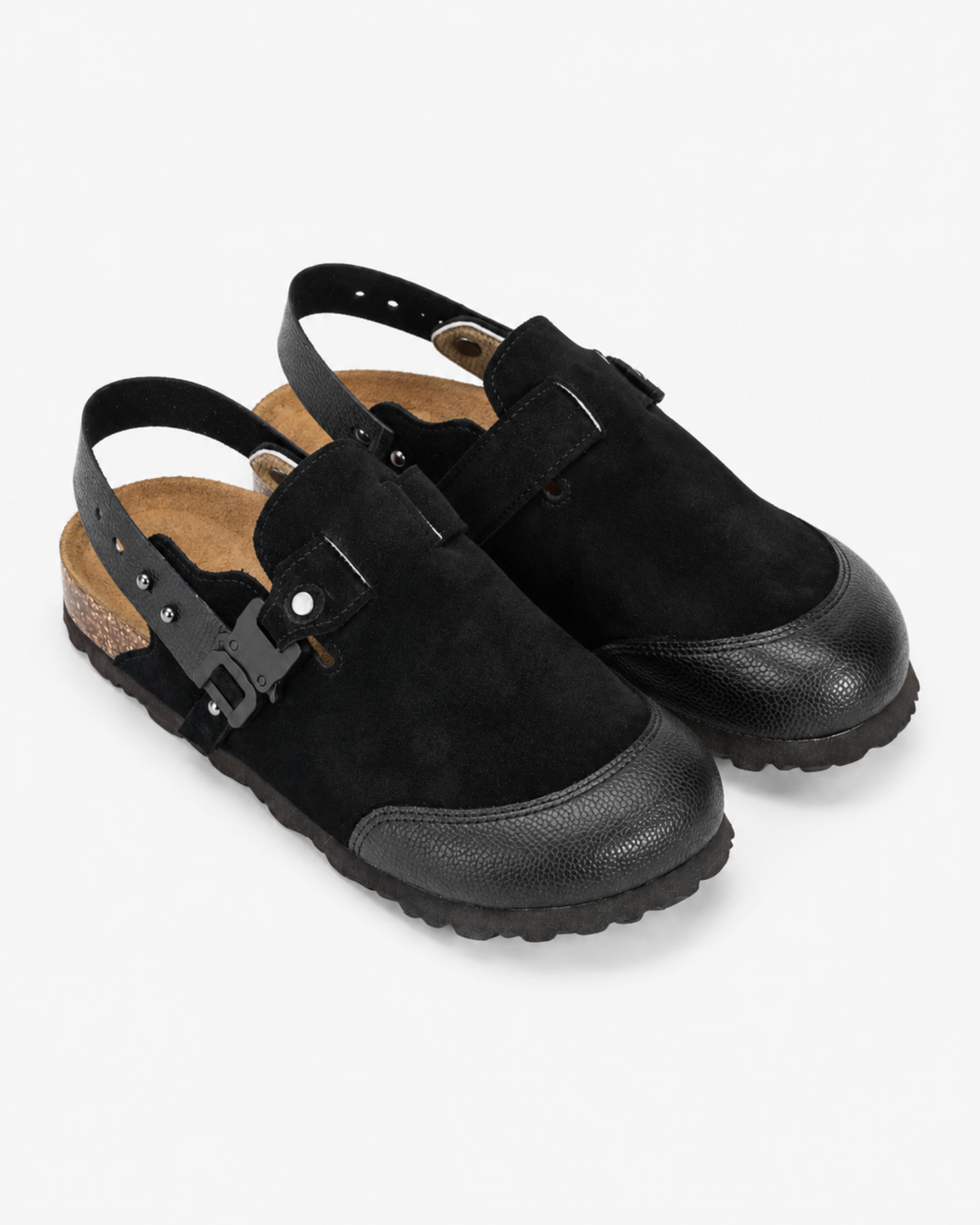 MAZARIN Utility Buckle Suede Mule - Black