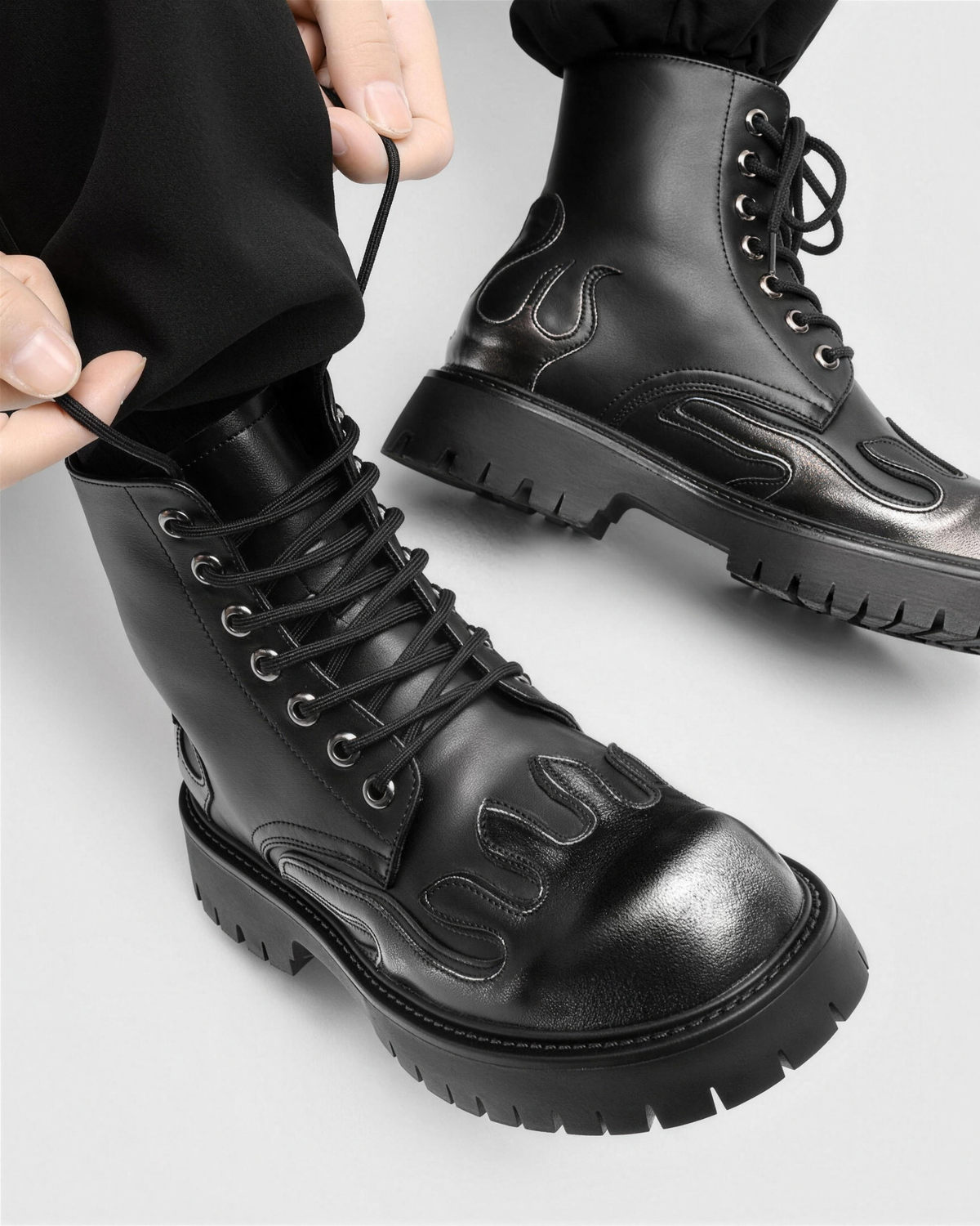 MAZARIN Flame Combat Boot - Black