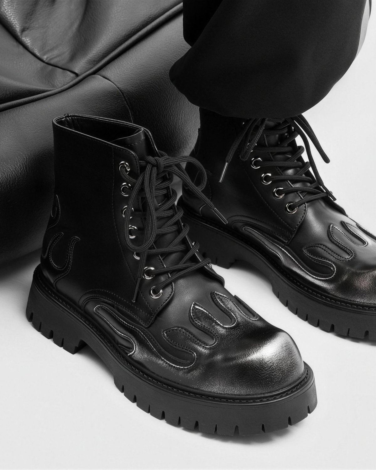 MAZARIN Flame Combat Boot - Black
