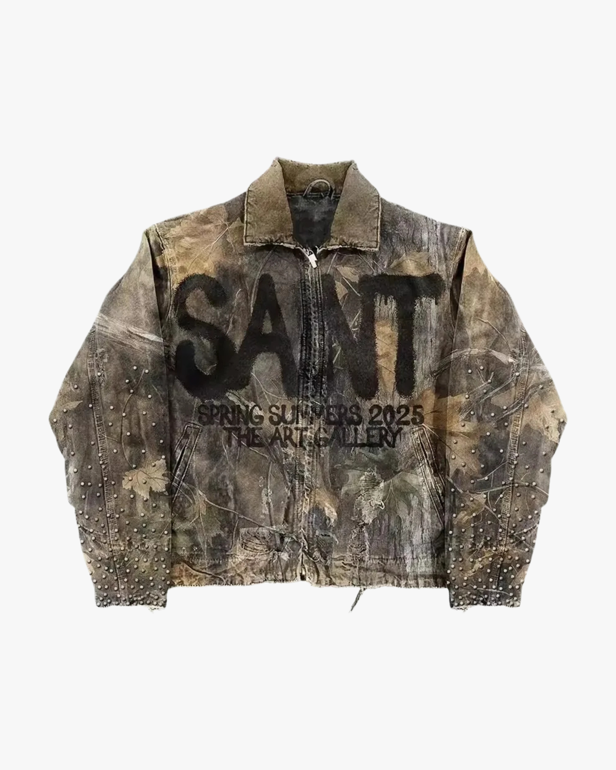 MAZARIN Forest Camo Spray Work Jacket, front view