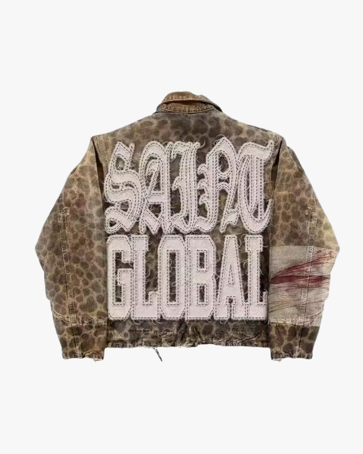 MAZARIN Leopard Appliqué Work Jacket, back view