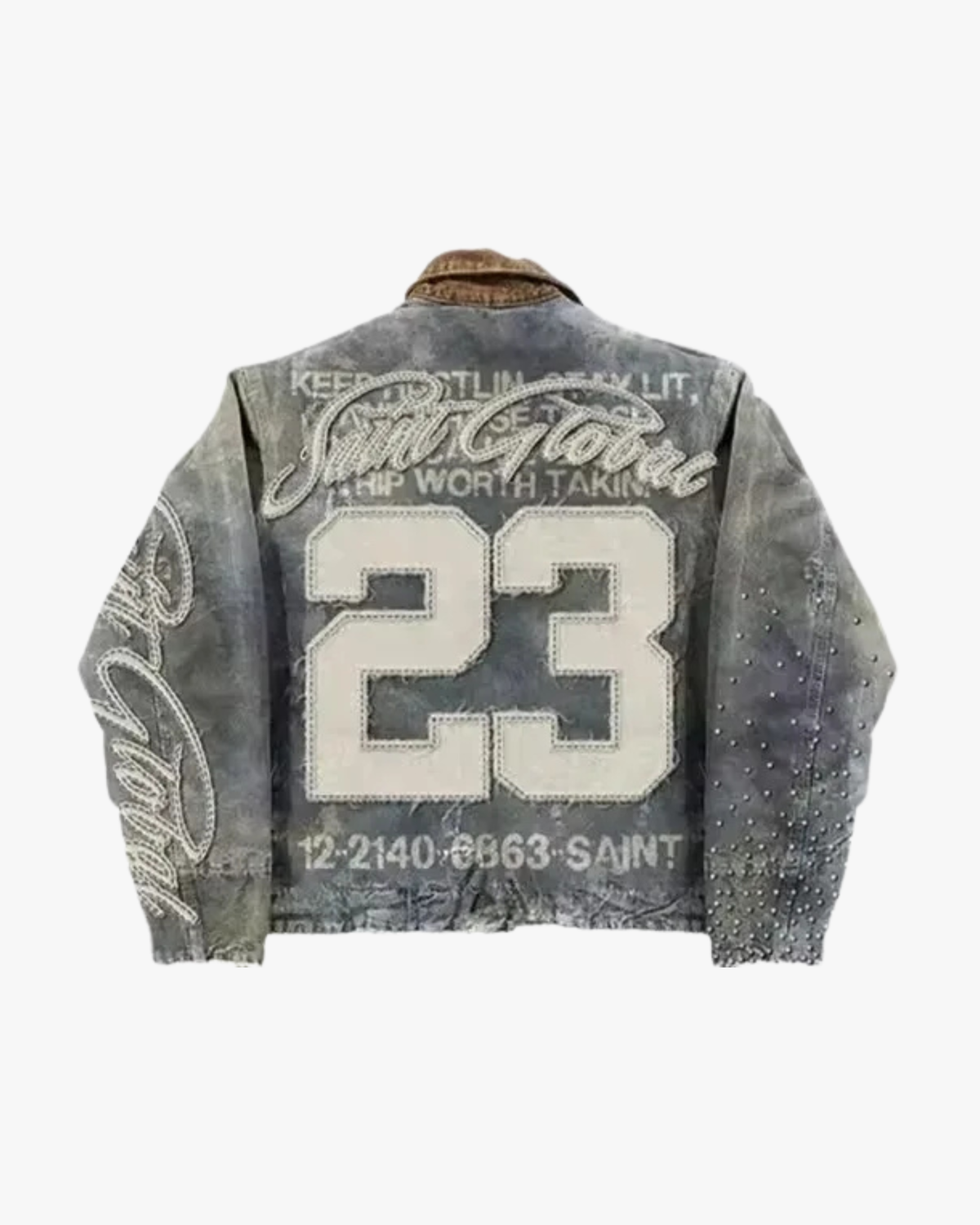 MAZARIN Studded Script 23 Work Jacket, back view